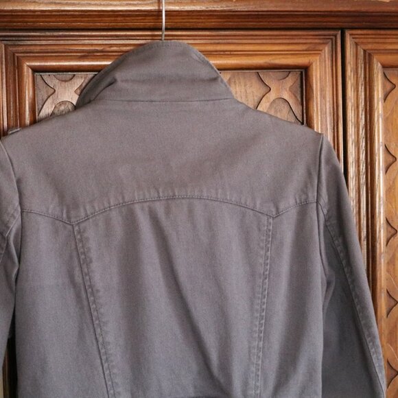 Divided by H&M Double-Breasted Twill Denim Military Jacket Coat - Gray, Size 8 - Picture 10 of 15
